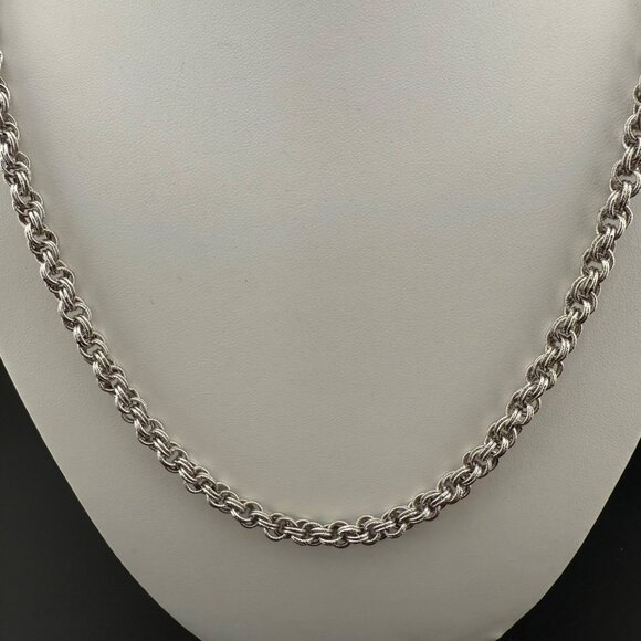 Monet Silver-Tone Rope Chain Necklace Elegant Twisted Braided Design Vintage Loo - Picture 3 of 7